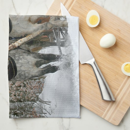 Schlittenfahrt im Winter Wunderland Geschirrtuch (Viertel Falte)