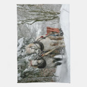 Schlittenfahrt im Winter Wunderland Geschirrtuch (Vertikal)