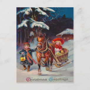 Schlittenfahrt Postkarte