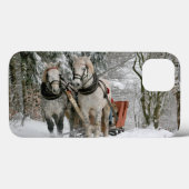 Schlittenfahrt, Schnee, Wald, Pferd, Winter, weiß, Case-Mate iPhone Hülle (Rückseite (Horizontal))