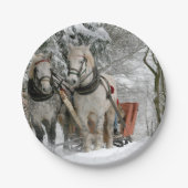 Schlittenfahrt, Schnee, Wald, Pferd, Winter, weiß, Pappteller (Vorderseite)