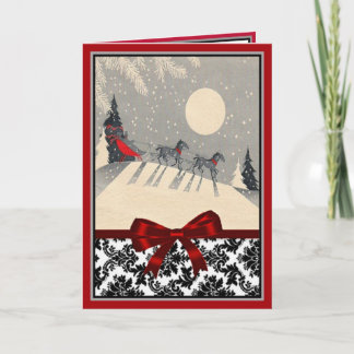 Schlittenfahrt unter dem Mond-Weihnachtskarte Feiertagskarte