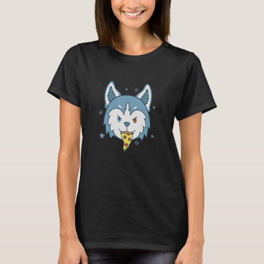 Schlittenhund Husky mit Pizzazunge Schnee T-Shirt (Vorderseite)