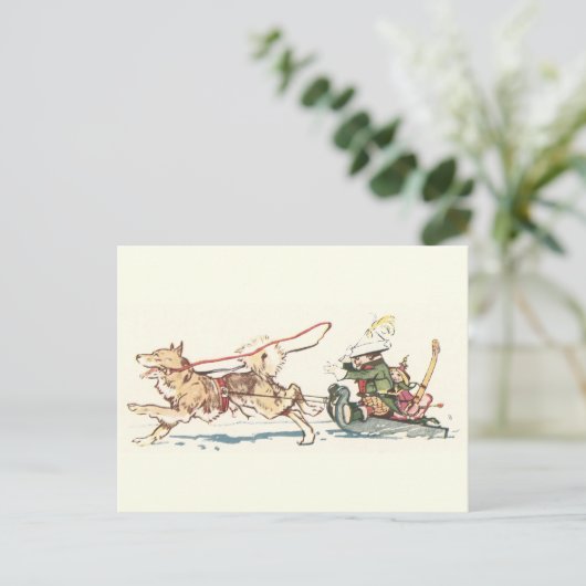 Schlittenhund Pulling Sleigh Postkarte (Stehend Vorderseite)