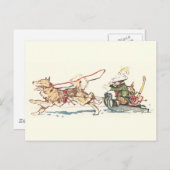 Schlittenhund Pulling Sleigh Postkarte (Vorne/Hinten)