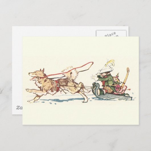 Schlittenhund Pulling Sleigh Postkarte (Vorne/Hinten)