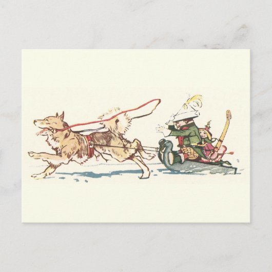 Schlittenhund Pulling Sleigh Postkarte (Vorderseite)