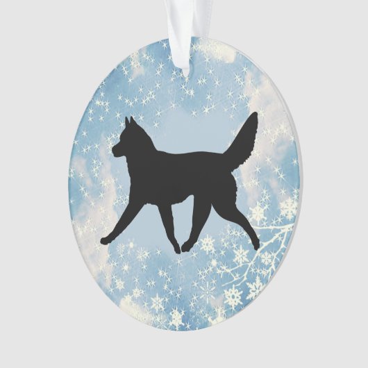 Schlittenhunde-Silhouette Ornament (Vorderseite)