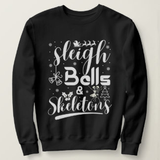 Schlittenklingeln und Skelette tanzen lustiges Wei Sweatshirt