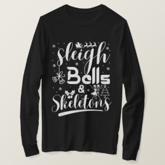 Schlittenklingeln und Skelette tanzen lustiges Wei T-Shirt