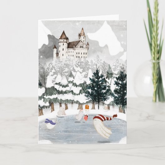 Schlittschuhfahren entfernt feiertagskarte (Vorderseite)