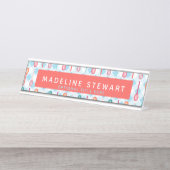 Schlitze und Gingham Whimsical Personalisiert Schreibtischnamensplakette (Vorderseite )