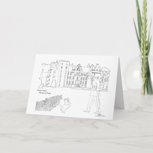 Schloss Aboyne Bogenschütze und Scottie Hund Karte (Vorderseite)