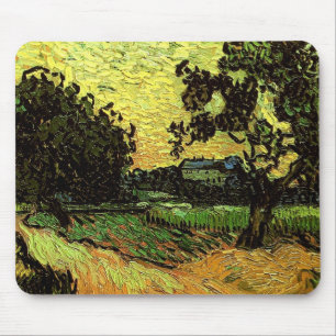 Schloss Auvers Landschaft Dämmerung Van Gogh Fein Mousepad