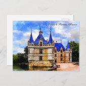 Schloss Azay le Rideau, Loire Valley, Frankreich. Postkarte (Vorne/Hinten)