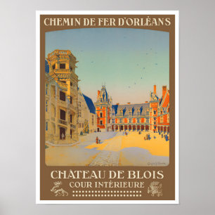 Schloss Blois Frankreich Jahrgang Reise Poster