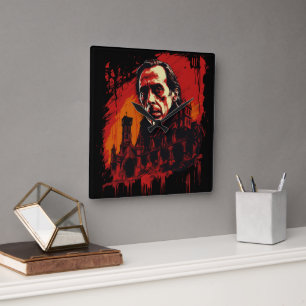 Schloss Bloodmoon Quadratische Wanduhr