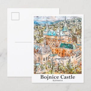 Schloss Bojnice Slowenien Reise Wasserfarben Skizz Postkarte