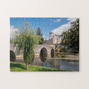 Schloss Bourdeilles und Steinbrücke, Frankreich Puzzle
