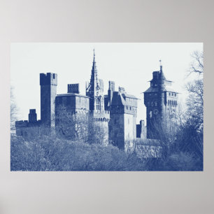 Schloss Cardiff (Digital Cyanotype) Poster