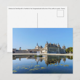 Schloss Chantilly mit Spiegelung in einem Teich Postkarte