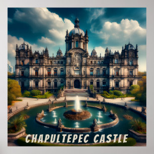 Schloss Chapultepec Mexiko Vintage Reise Poster
