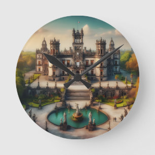 Schloss Chapultepec Mexiko Vintage Reise Runde Wanduhr