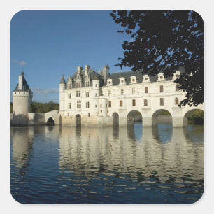 Schloss Chenonceau, Fluss Cher, Loir-et-Cher, 2 Quadratischer Aufkleber