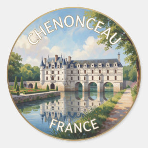 Schloss Chenonceau Frankreich Fluss Schloss Reise Runder Aufkleber
