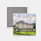Schloss Chenonceau. Frankreich. Magnet (Vorderseite/Rückseite)