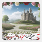 Schloss durch das Wunderland-Portal Quadratischer Aufkleber (Vorderseite)
