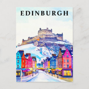 Schloss Edinburgh Schottland Winter Vintage Reise Postkarte