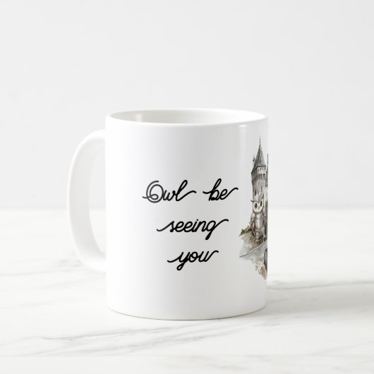 Schloss Eule wird dich sehen Kaffeetasse (Vorderseite Links)