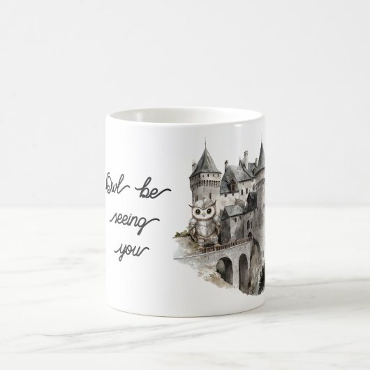 Schloss Eule wird dich sehen Kaffeetasse (Mittel)