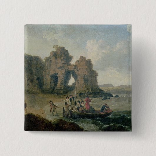 Schloss-Felsen (Flatholm Insel), Bristol-Kanal, 17 Button (Vorderseite)
