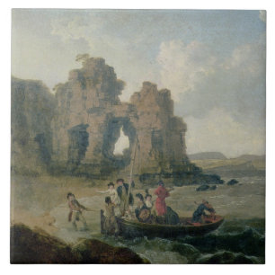 Schloss-Felsen (Flatholm Insel), Bristol-Kanal, 17 Fliese