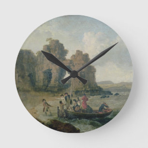 Schloss-Felsen (Flatholm Insel), Bristol-Kanal, 17 Runde Wanduhr