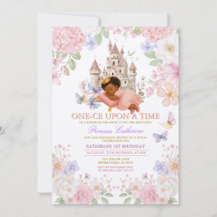 Schloss Florale Pastell Prinzessin 1. Geburtstag Einladung