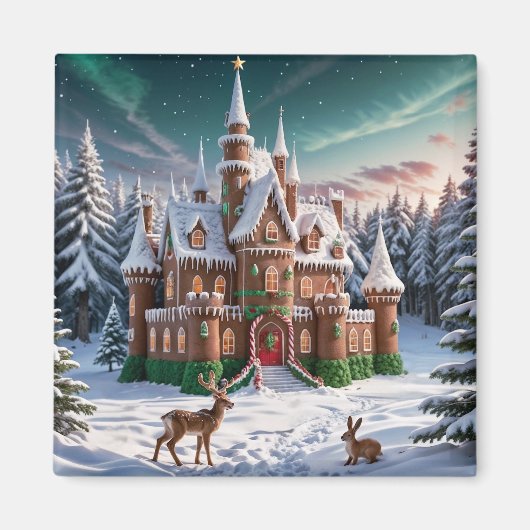 Schloss Gingerbread aus dem Weihnachtswald Magnet (Vorne)