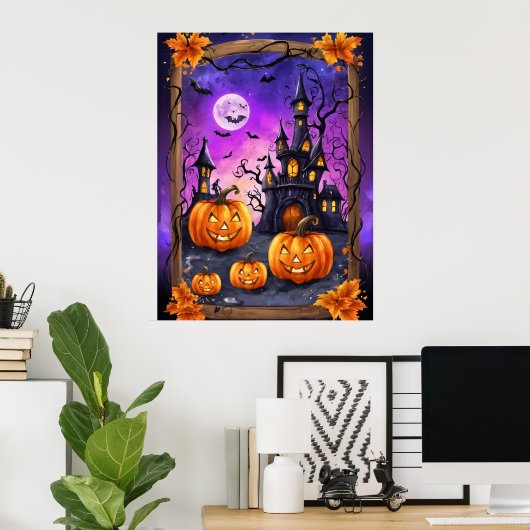 Schloss Halloween Poster (Heimbüro)