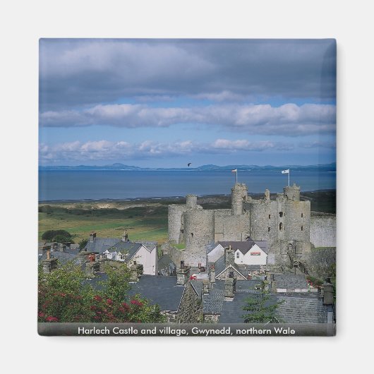 Schloss Harlech und Dorf, Gwynedd, Nord-Wale Magnet (Vorne)