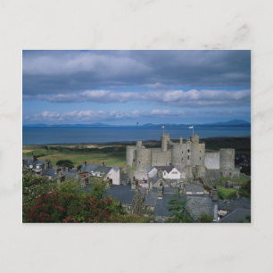 Schloss Harlech und Dorf, Gwynedd, Nord-Wale Postkarte