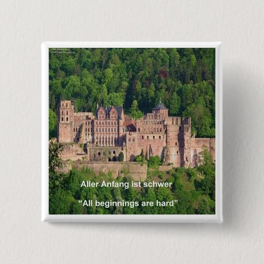 Schloss Heidelberg im Deutschen & Deutschen Sprich Button (Vorderseite)