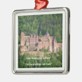 Schloss Heidelberg im Deutschen & Deutschen Sprich Silbernes Ornament (Links)