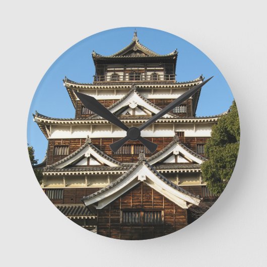 Schloss Hiroshima 広 島 城, Hiroshima, Japan Runde Wanduhr (Vorderseite)