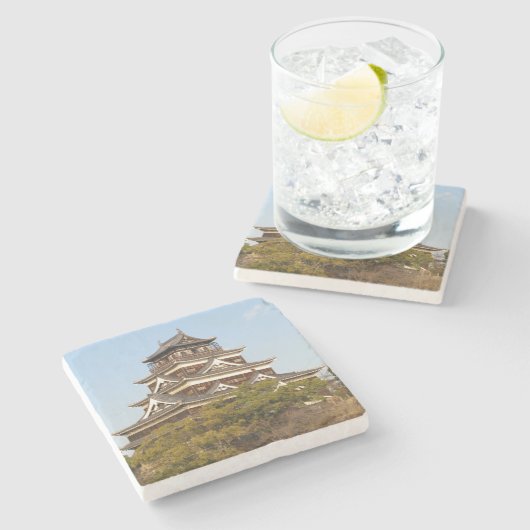 Schloss Hiroshima 広 島 城, Hiroshima, Japan Steinuntersetzer (Seitenansicht)