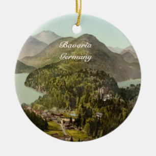 Schloss Hohenschwangau und Alpen, Bayern, Deutschl Keramik Ornament