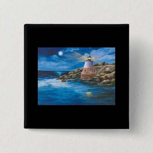 Schloss-Hügel-Leuchtturm-Knopf Button (Vorderseite)