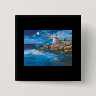 Schloss-Hügel-Leuchtturm-Knopf Button