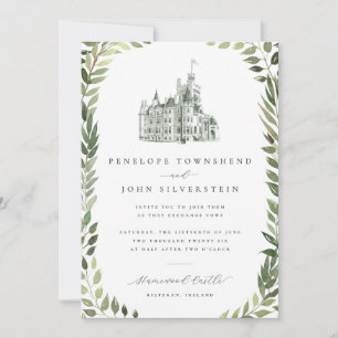 Schloss-Illustration Grünrand Hochzeit Einladung